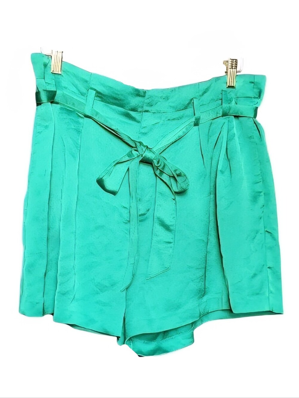 High-Waist Tie-Front Women’s Shorts in Emerald Green